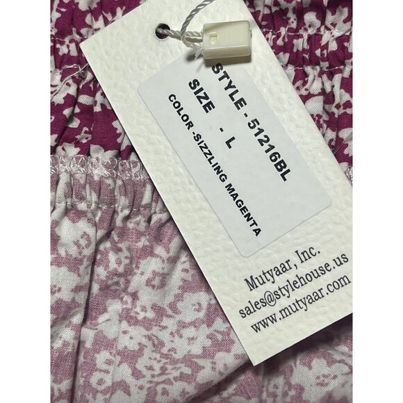 Sim & Sam Womens Floral Smocked Peplum Crop Top Sizzling Magenta Size Large - Picture 5 of 10